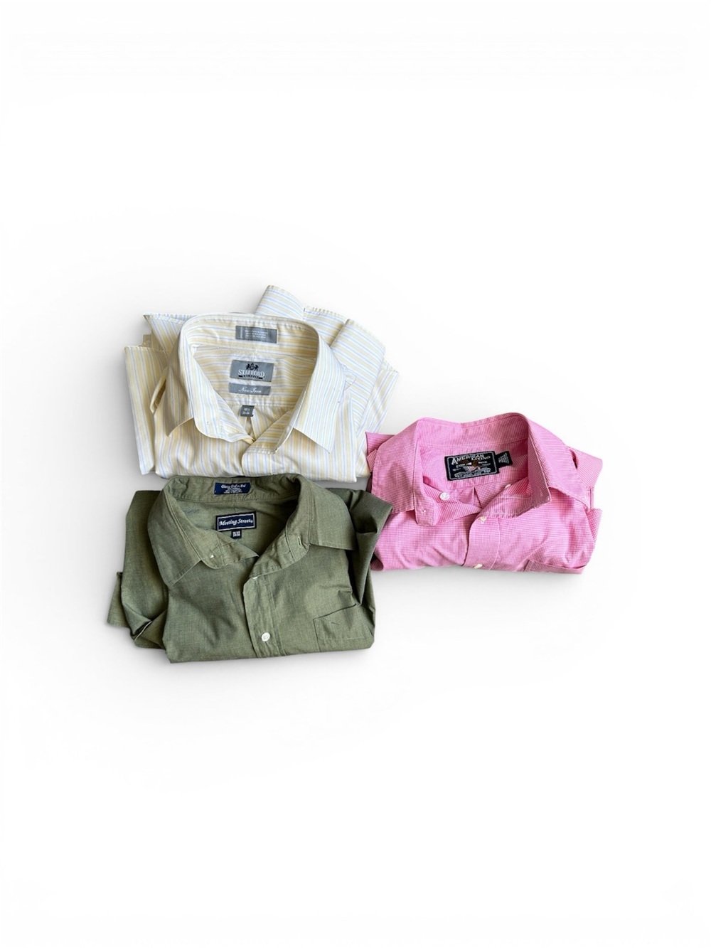 Men’s Dress Shirt Bundle 16.5 Button Down Lot Green Pink Yellow Striped